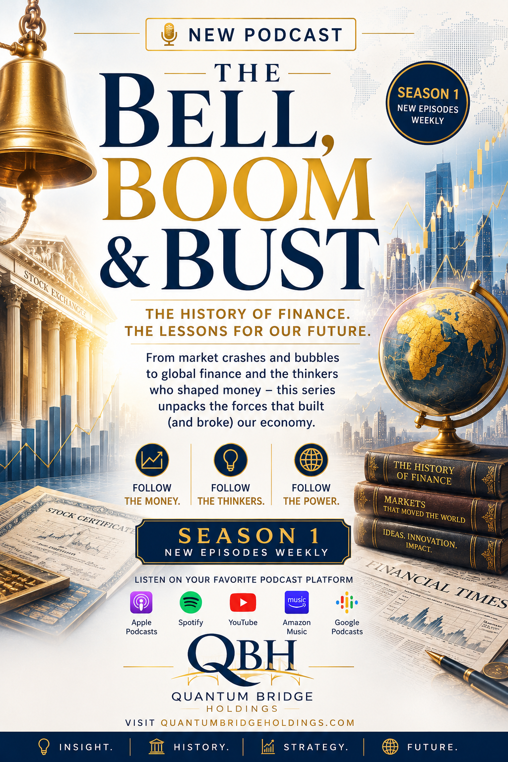 The Bell, Boom & Bust light Season 1 podcast poster