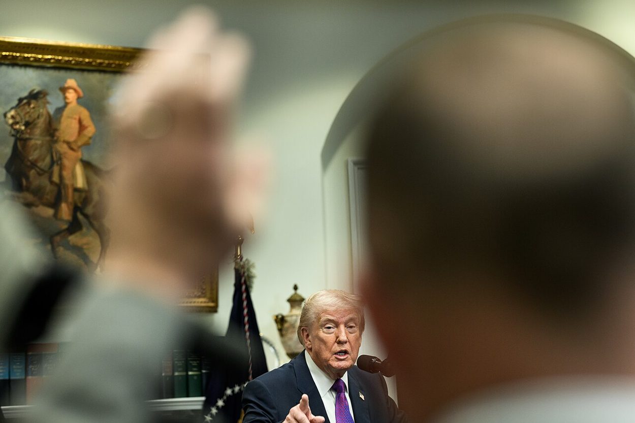President Trump and EPA Administrator Lee Zeldin announce the rescission of the 2009 endangerment finding at the White House, February 12, 2026. Documentary photograph; original source credited to White House / Daniel Torok.